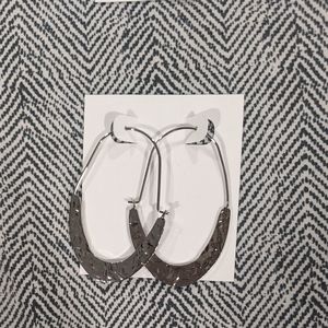 Hammered silver longer hoop earrings